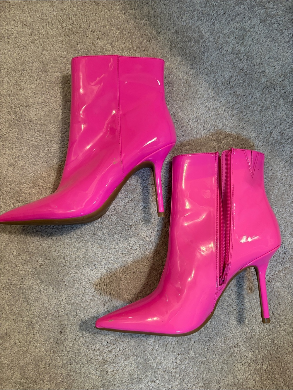 INC International Concepts Hot Pink Patent Pointed-Toe Stiletto Ankle Boots